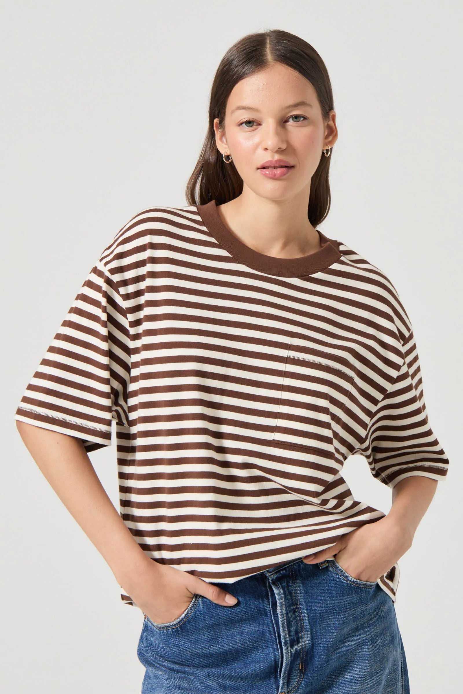 Off Duty Tee - Cocoa Stripe