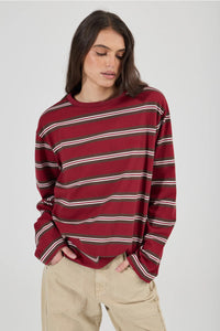 Big City Long Sleeve Tee - Burgundy Stripe