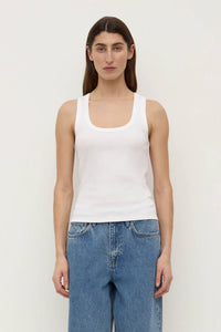 Robyn Scoop Neck Rib Tank - White