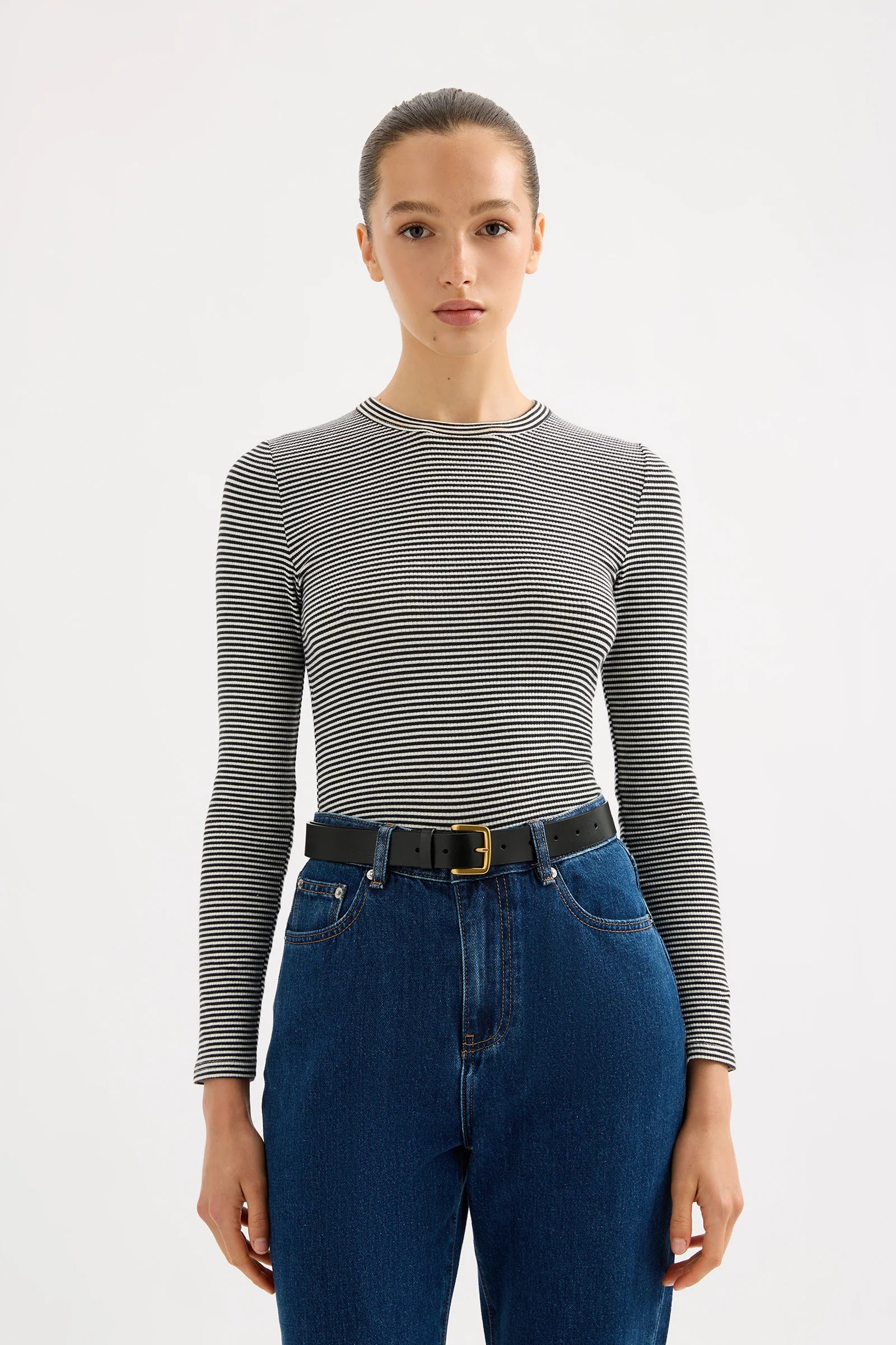 Organic Rib LS Tee - Black Stripe