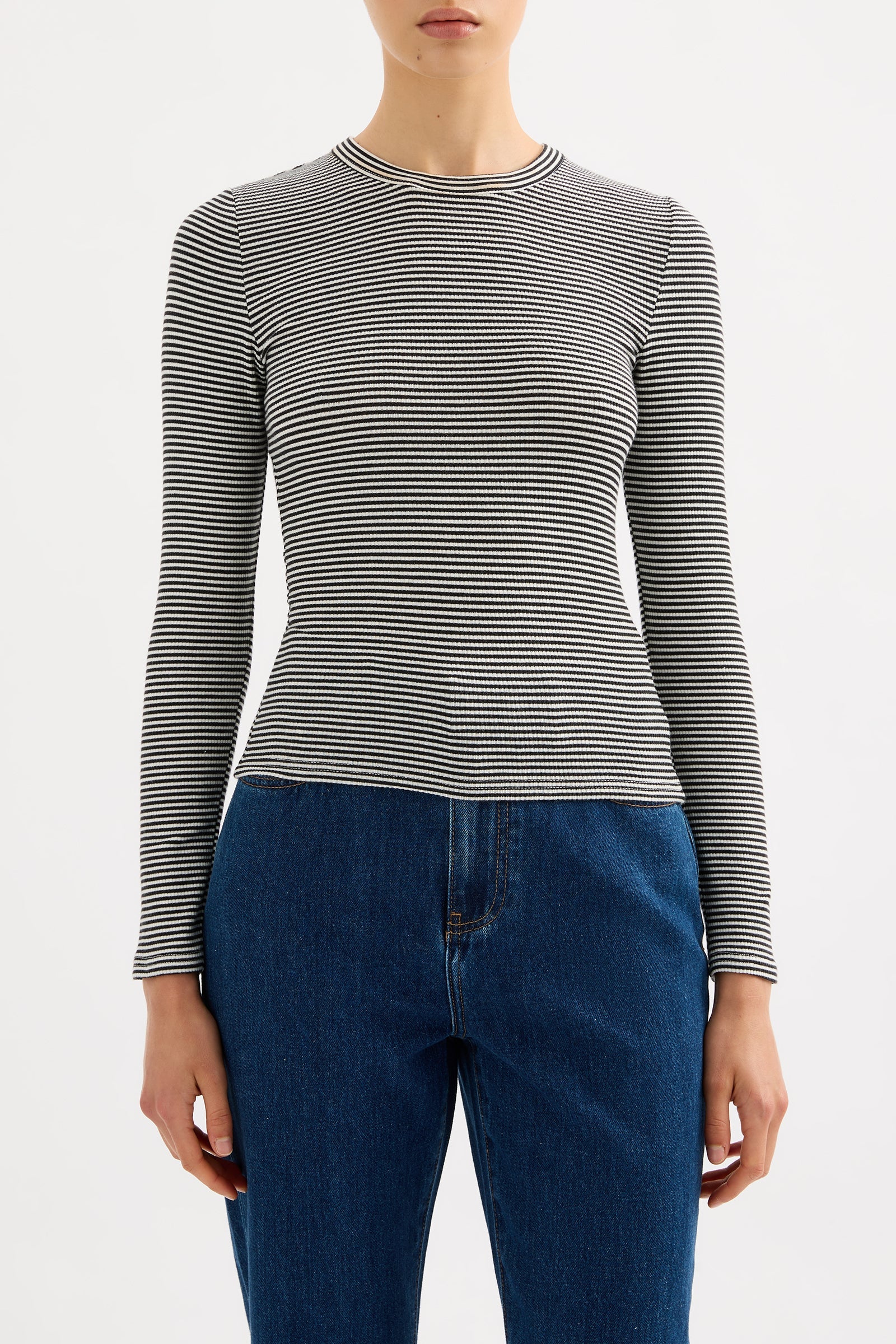 Organic Rib LS Tee - Black Stripe