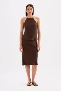 Tilly Tencel Skirt - Chocolate