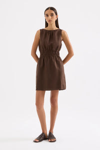 Andri Linen Mini Dress - Chocolate
