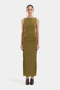 Cascina Twist Midi Dress - Olive