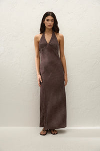 Rosa Maxi Dress - Polkadot Chocolate Plum