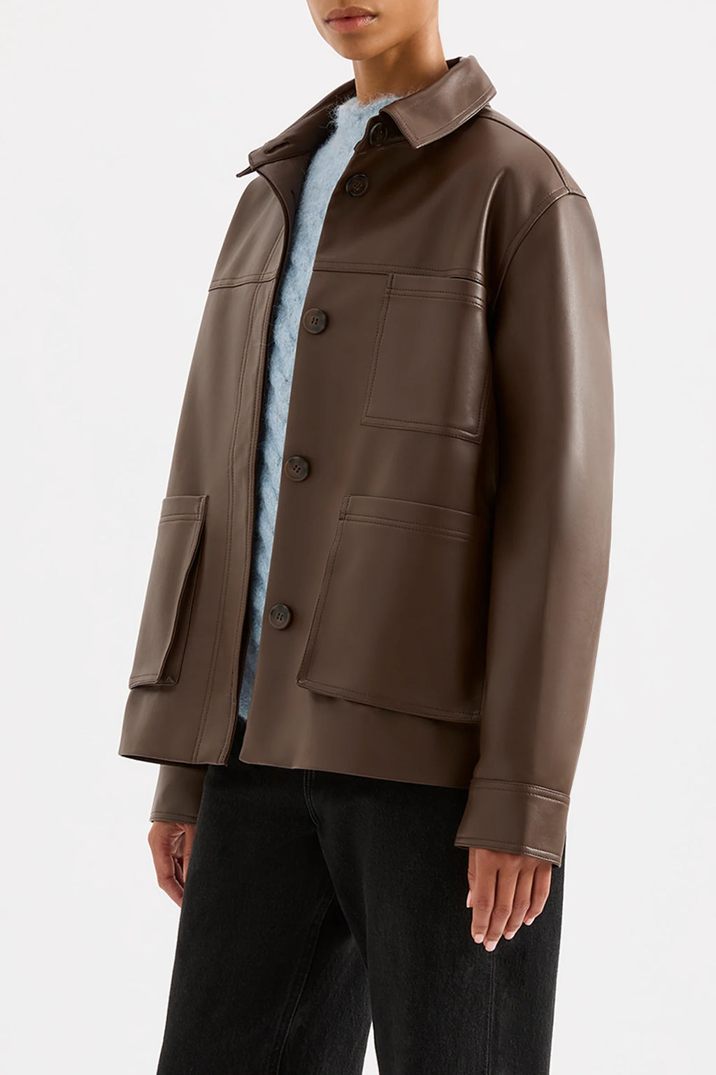 Telsey Faux Leather Jacket - Chocolate