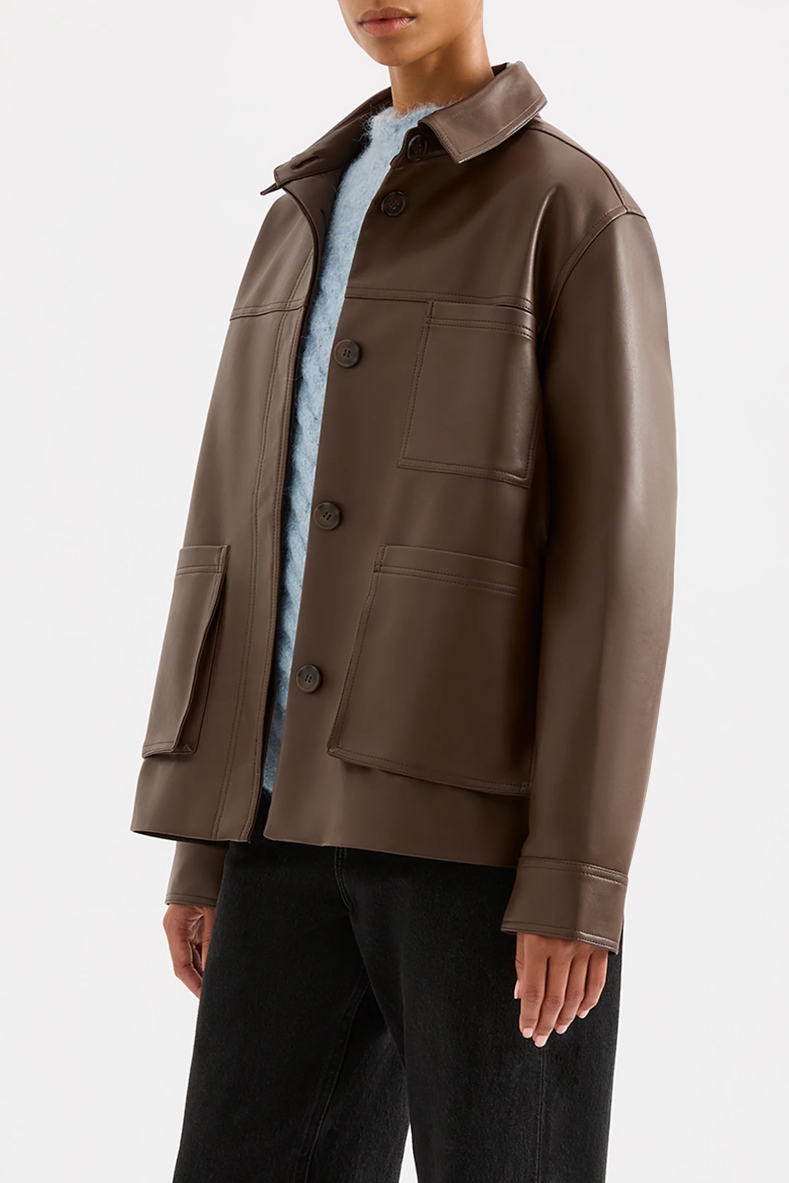 Telsey Faux Leather Jacket - Chocolate