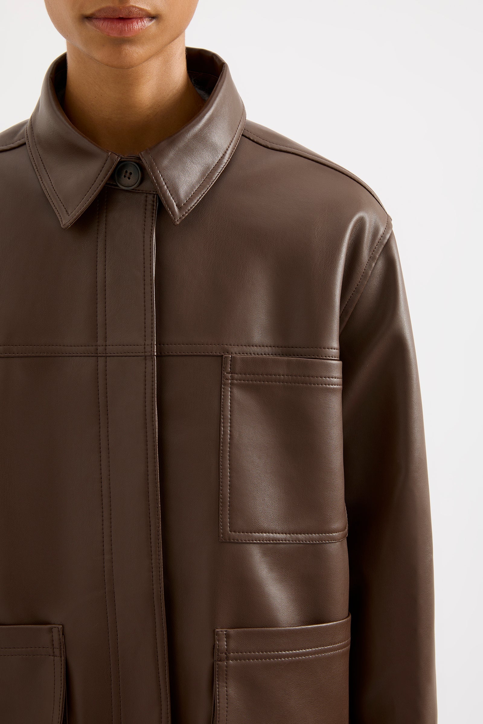 Telsey Faux Leather Jacket - Chocolate