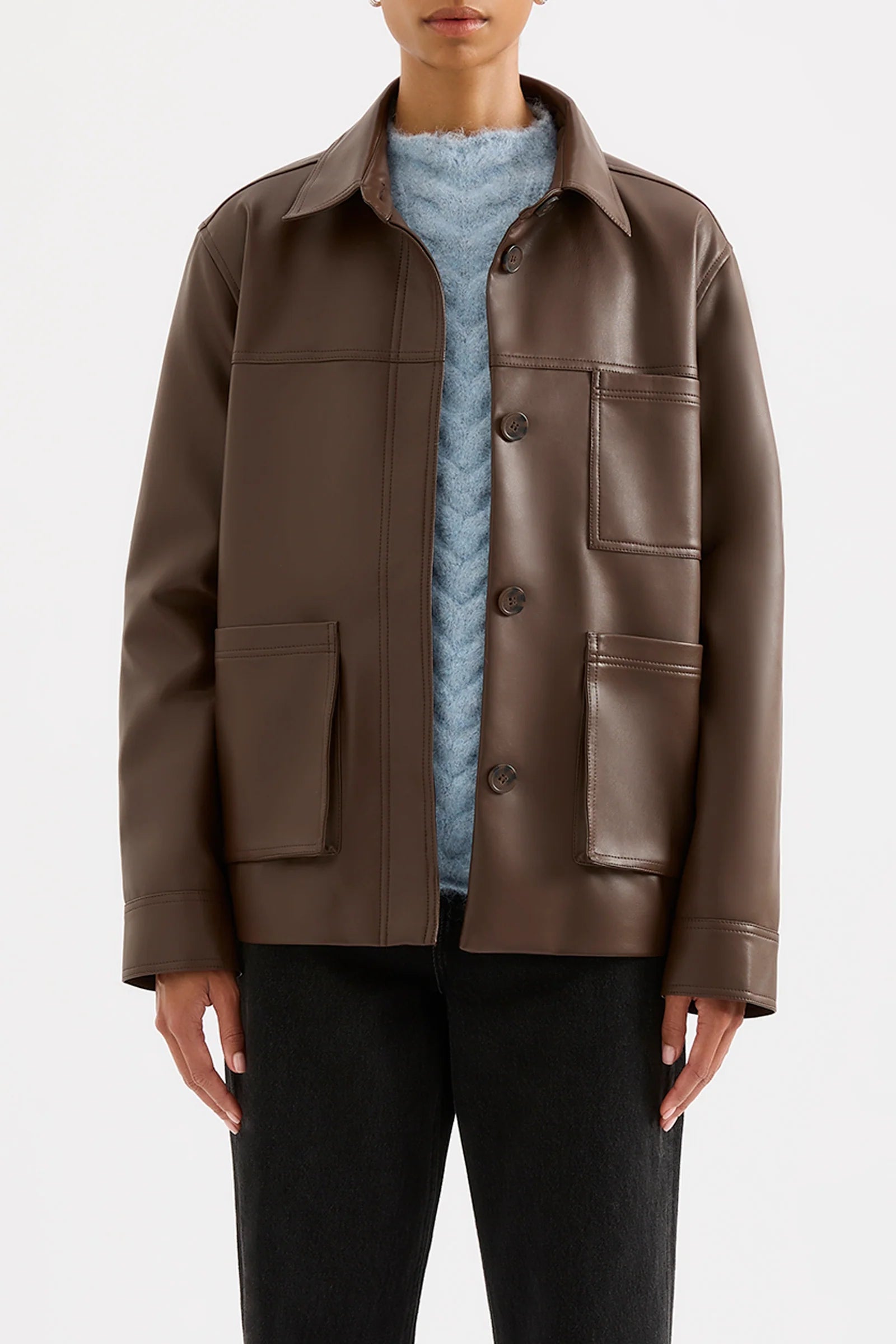 Telsey Faux Leather Jacket - Chocolate