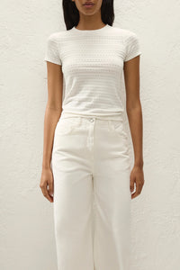 Lisandra T Shirt - Pointelle Vintage White