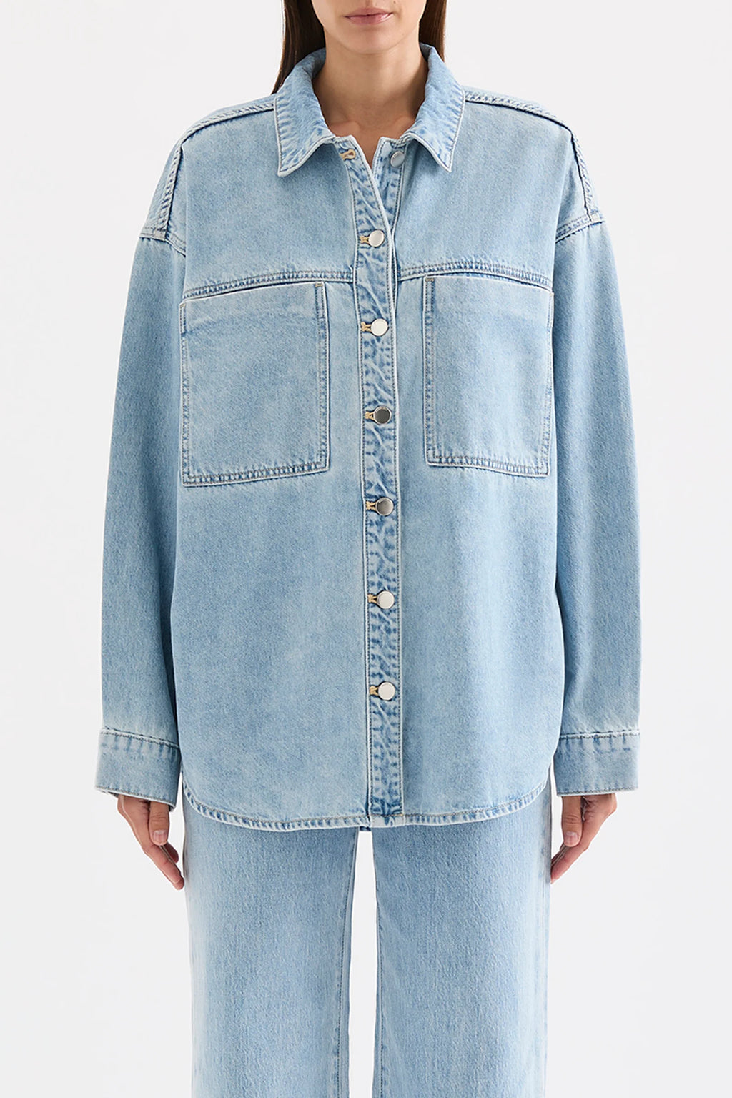 Sheeba Denim Overshirt - Sky Blue