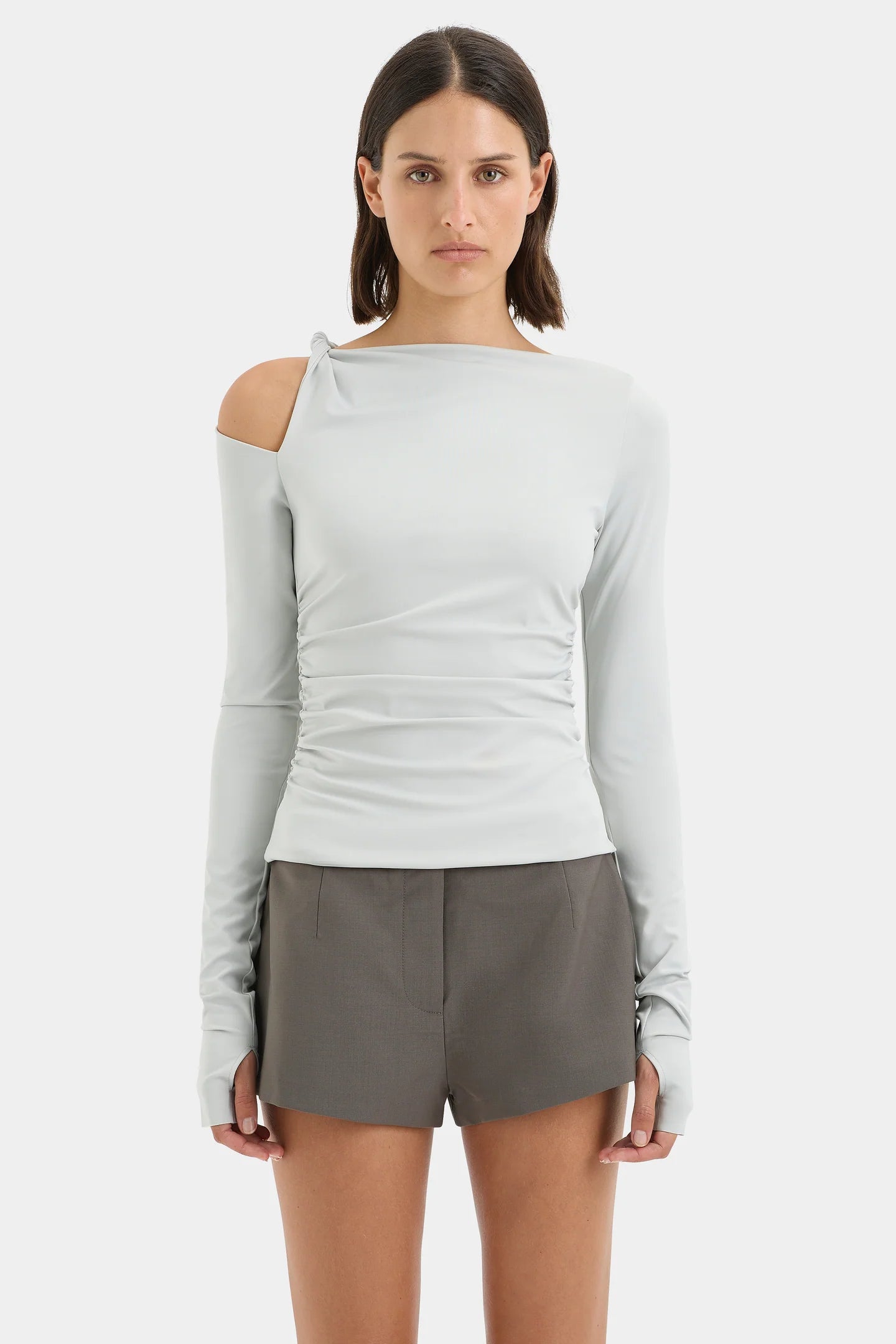Elm Long Sleeve Top - Grey Blue