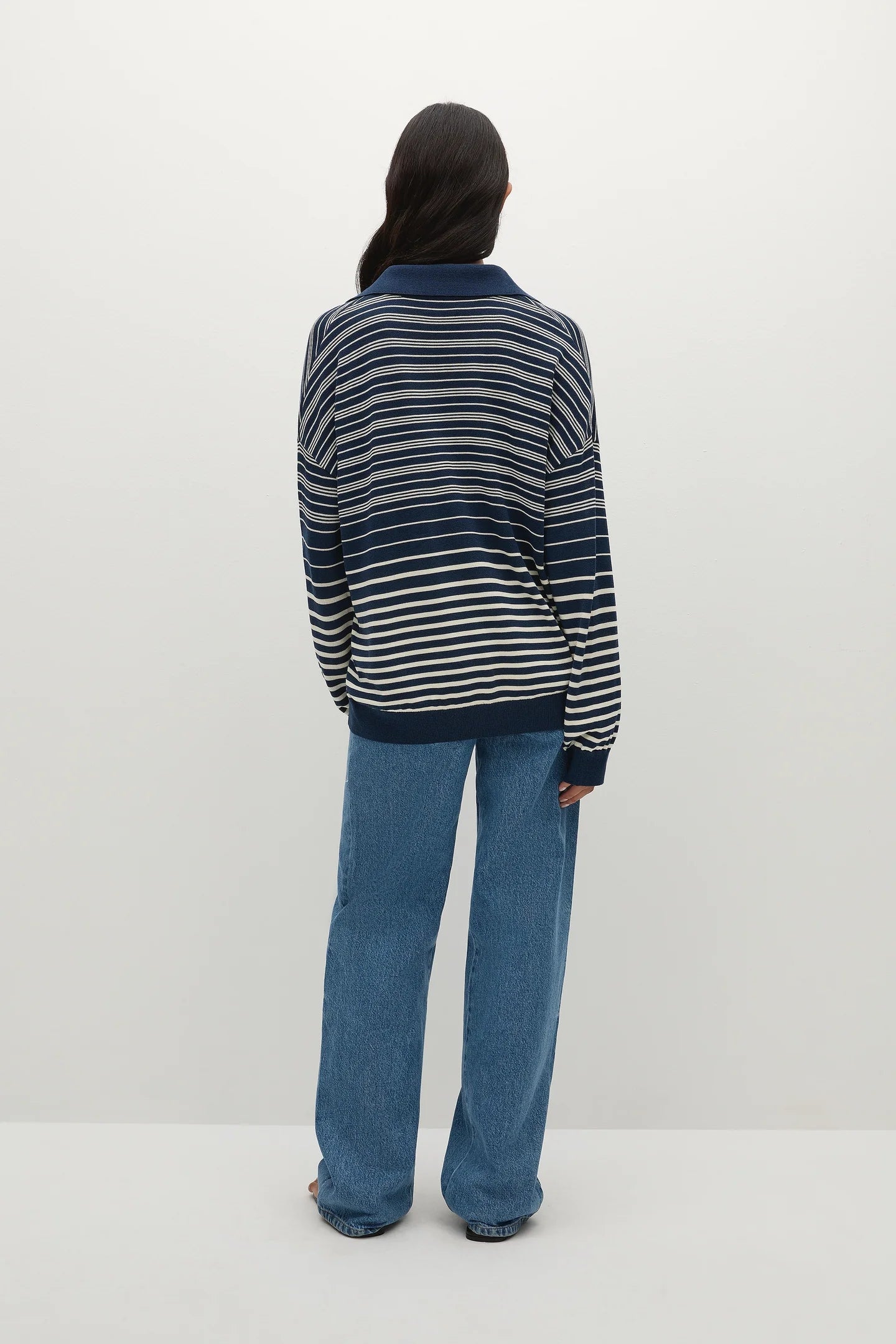 Harlow Oversized Polo - Scandi Stripe/Navy/Cream