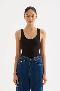Organic Baby Rib Singlet - Black