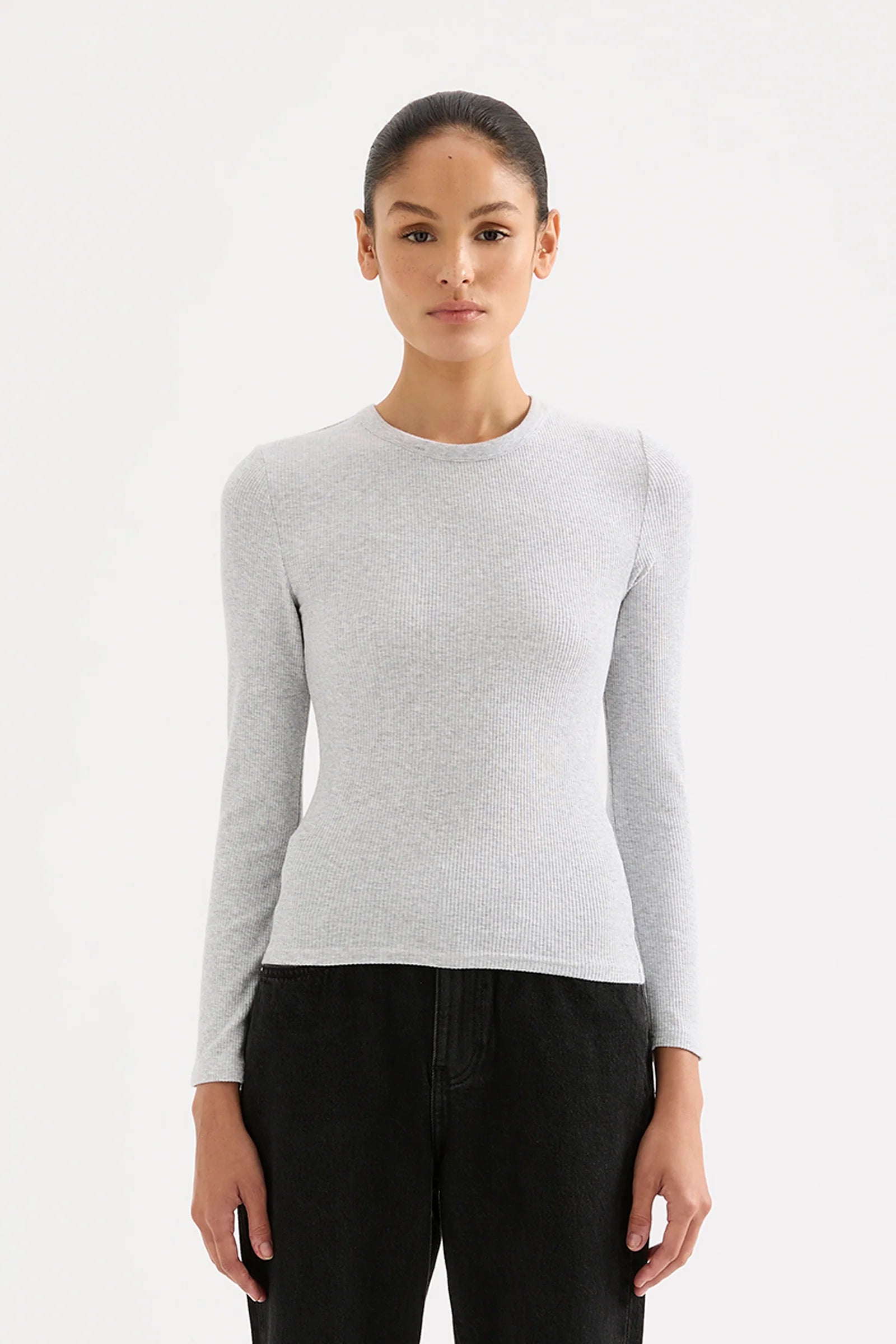 Organic Rib LS Tee - Grey Marle