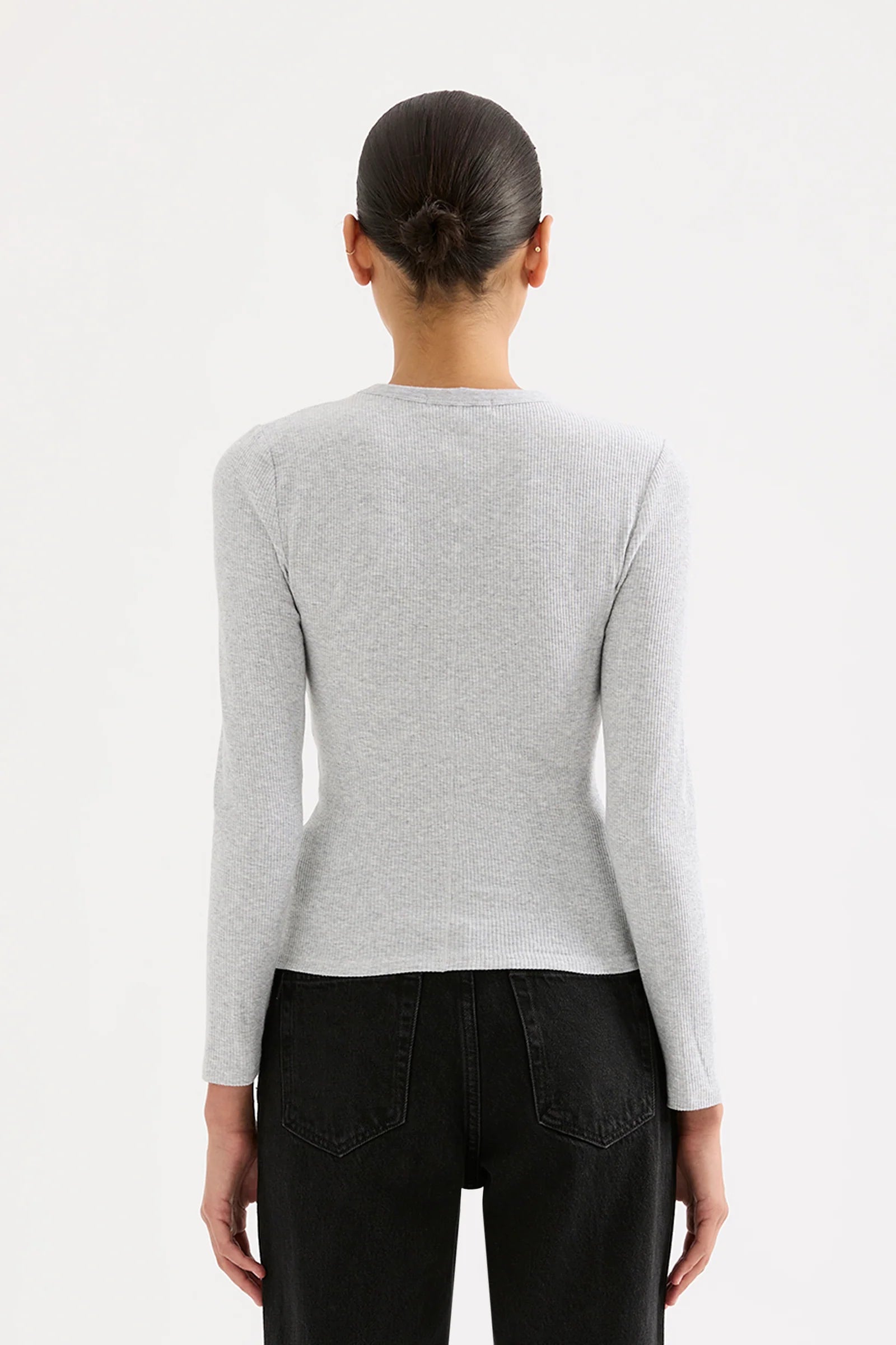 Organic Rib LS Tee - Grey Marle