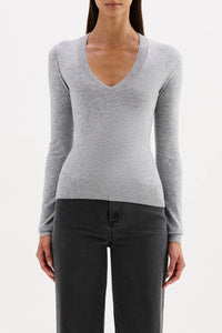 Abia Merino Blend Knit Top - Grey Marle
