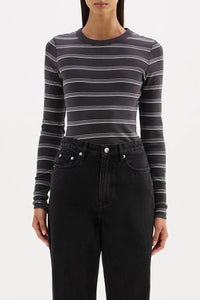 Lexi LS Top - Coal Stripe