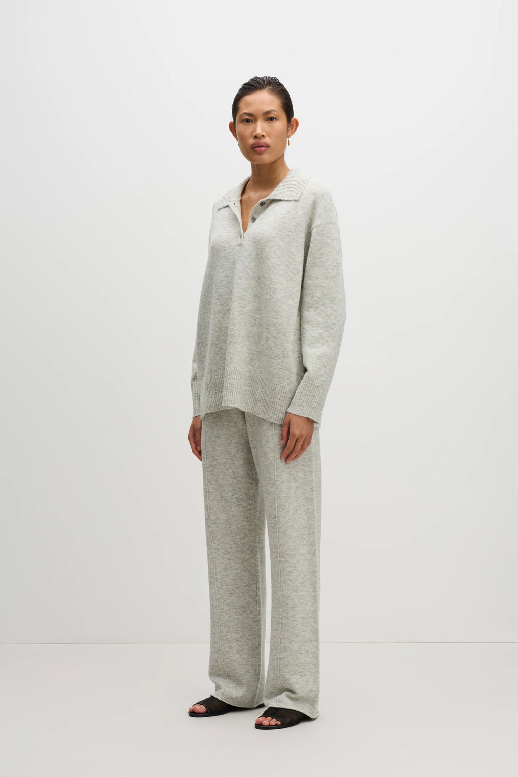 Dallas Rugby Knit - Grey Marle