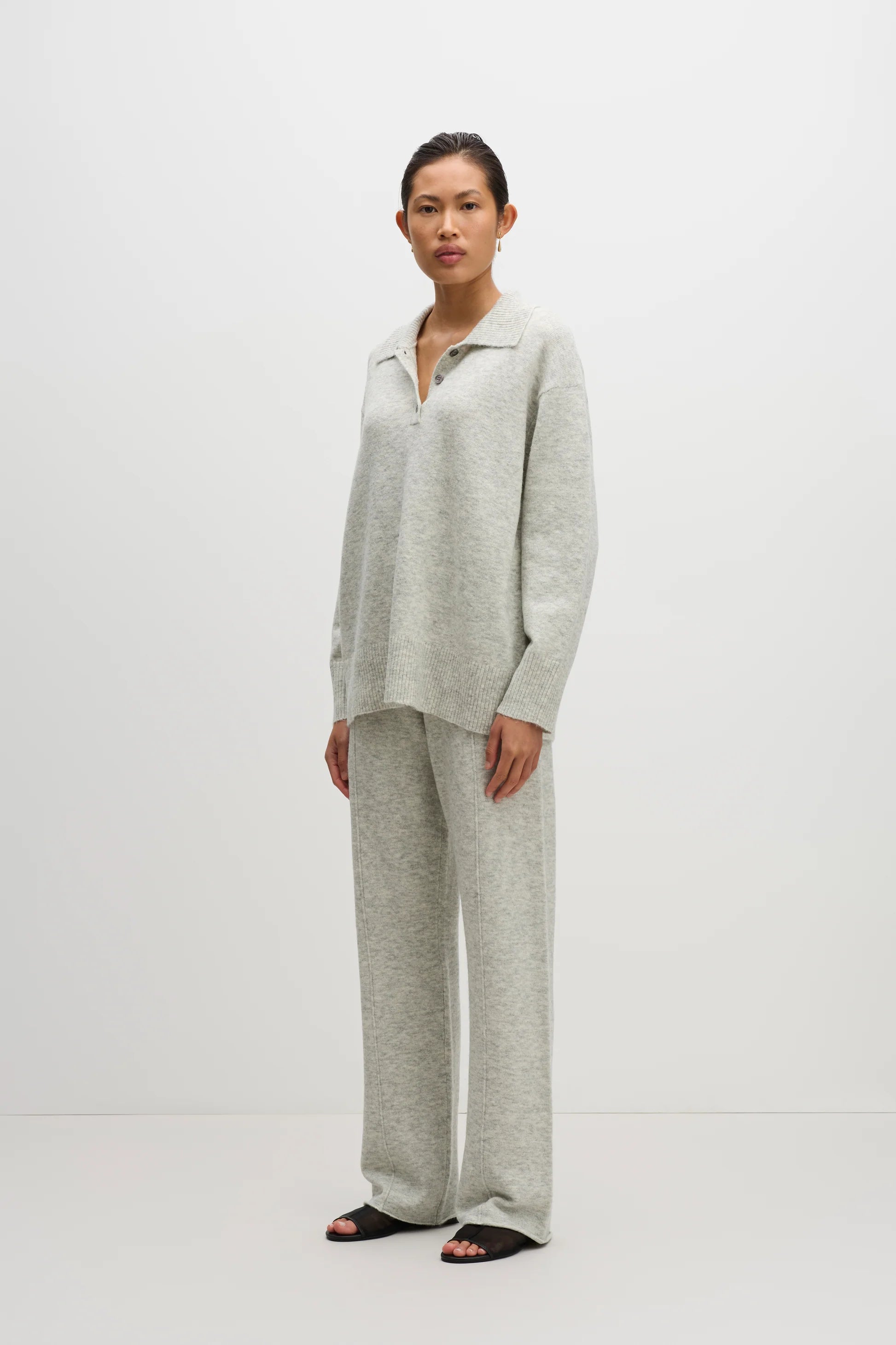 Dallas Rugby Knit - Grey Marle
