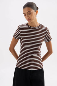 Organic Stripe Baby Tee - Choc Stripe