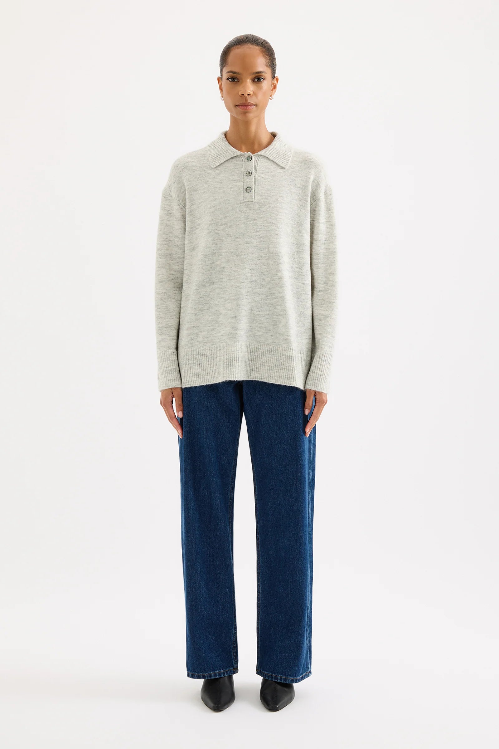 Dallas Rugby Knit - Grey Marle