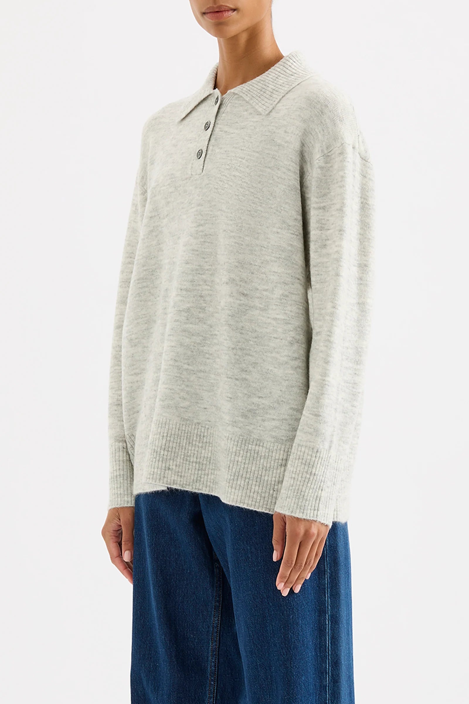 Dallas Rugby Knit - Grey Marle