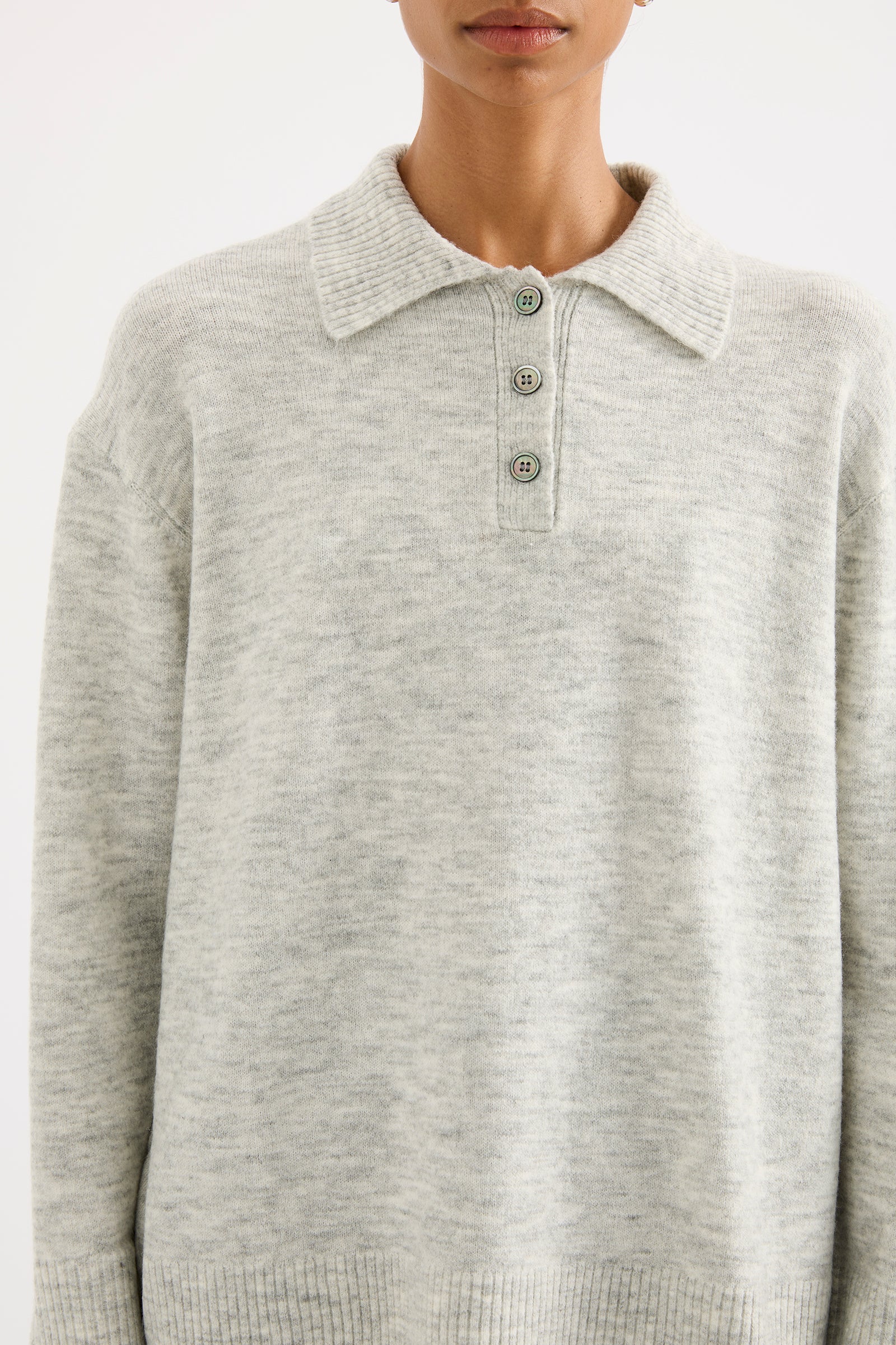 Dallas Rugby Knit - Grey Marle