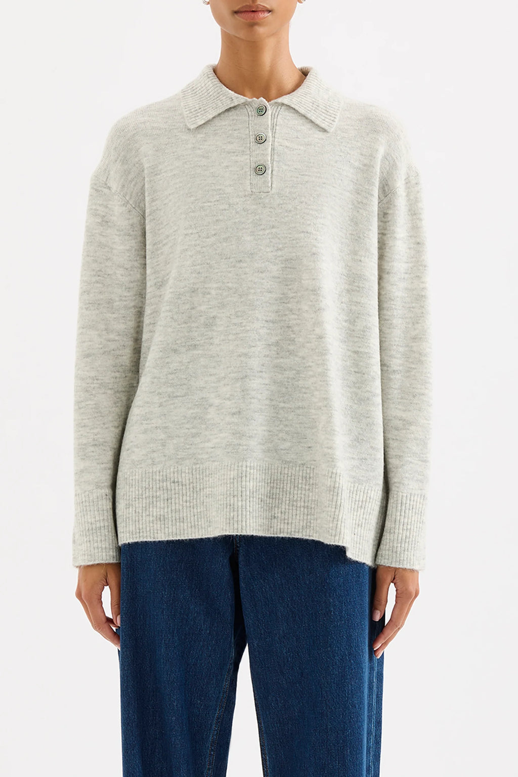 Dallas Rugby Knit - Grey Marle