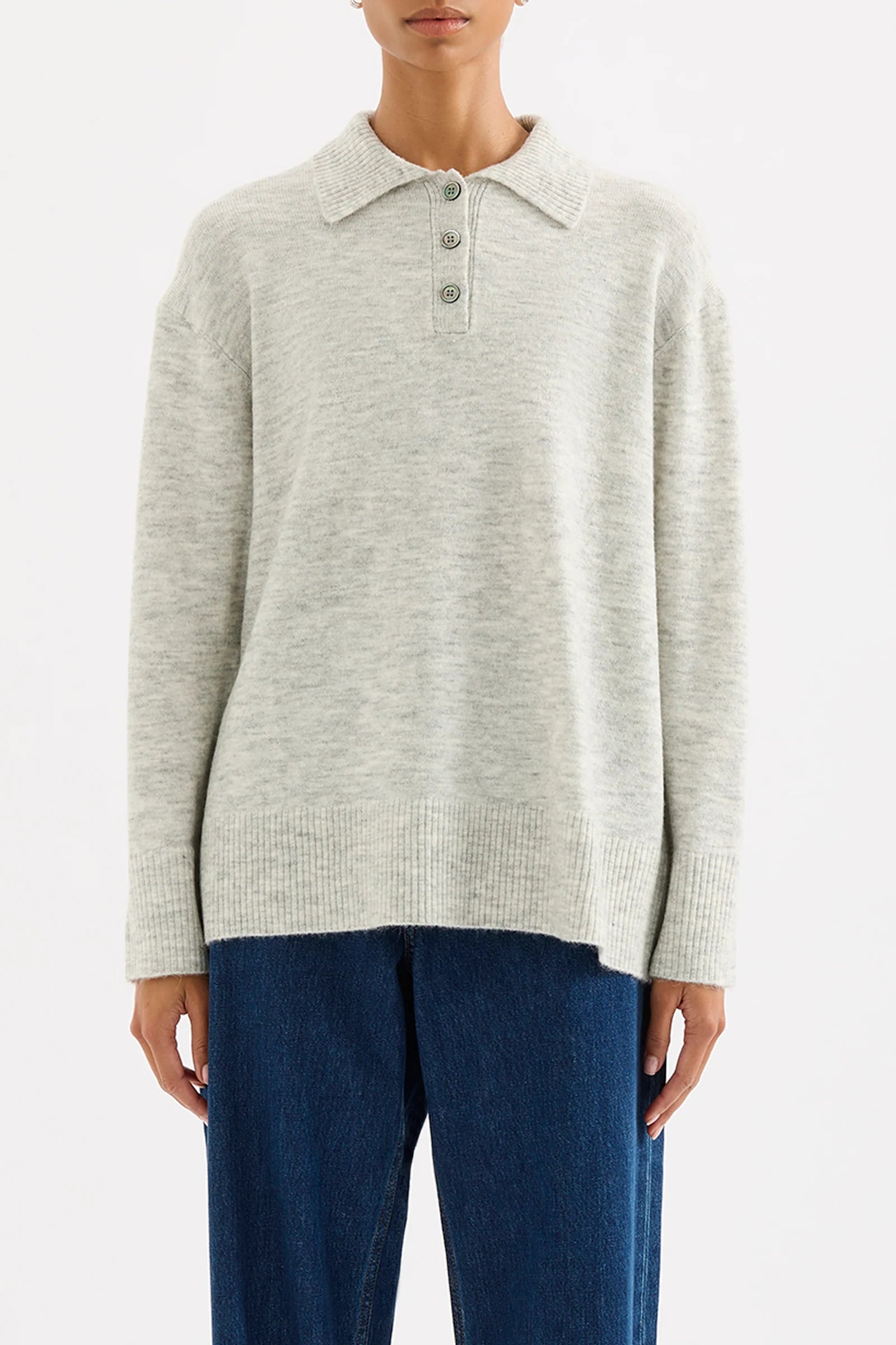 Dallas Rugby Knit - Grey Marle