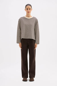 Organic Stripe LS Tee - Espresso Stripe
