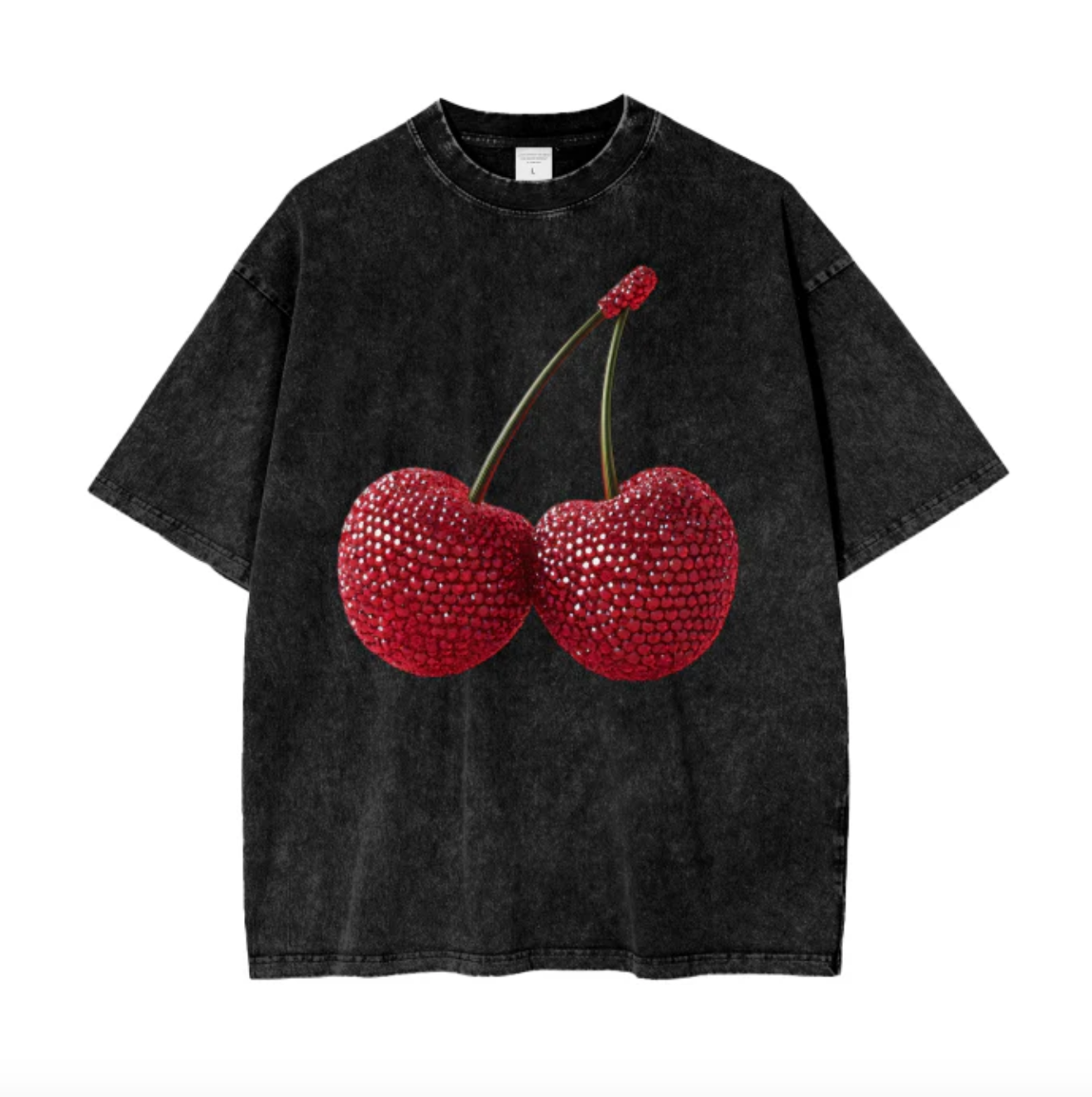 Cherry Baby Oversized Tee Shirt - Acid Wash Black