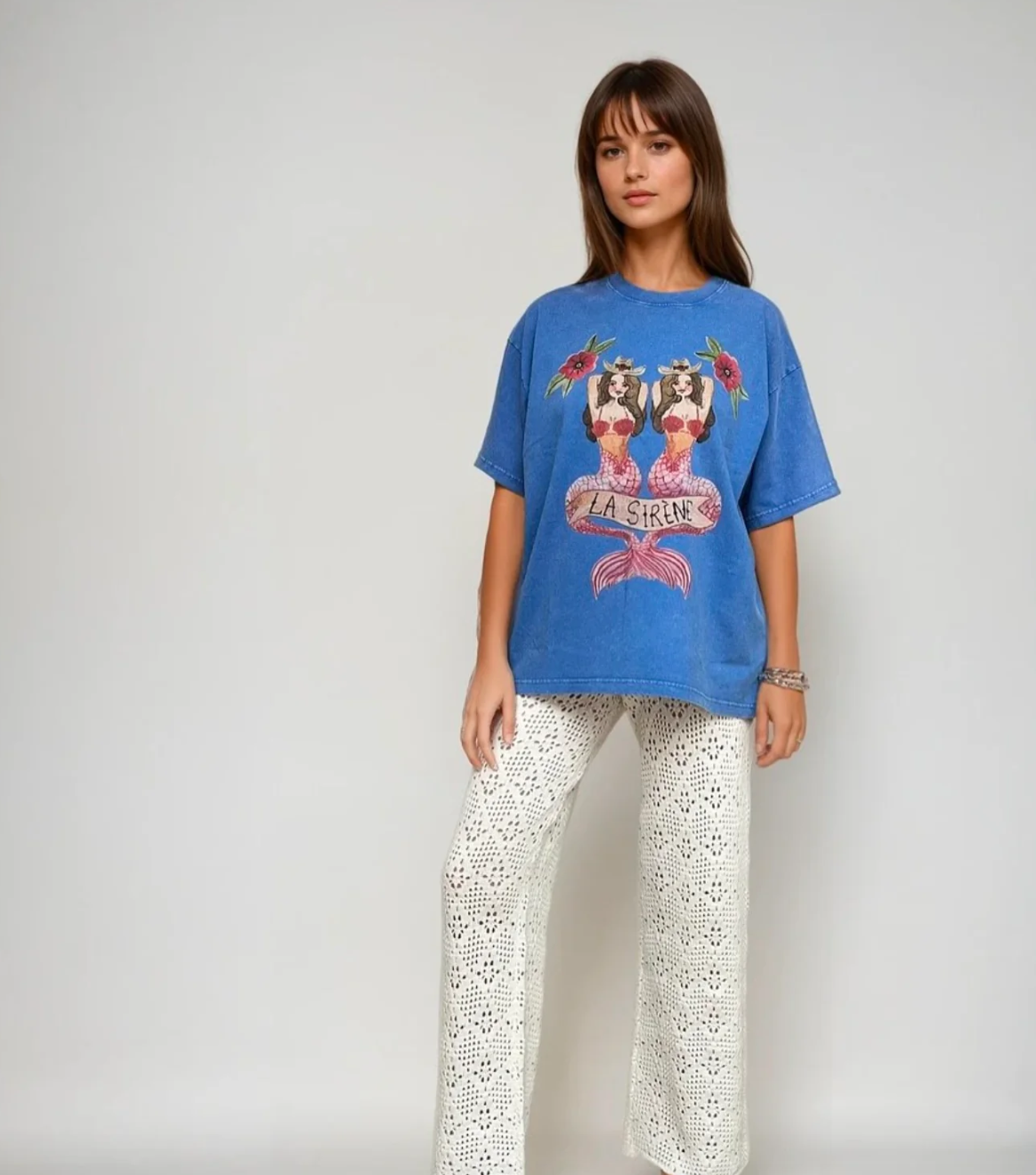 La Sirene Mermaid Oversize Tee -  Light Blue