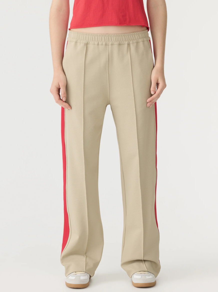 Twill Stripe Detail Pant - Light Tan / Red