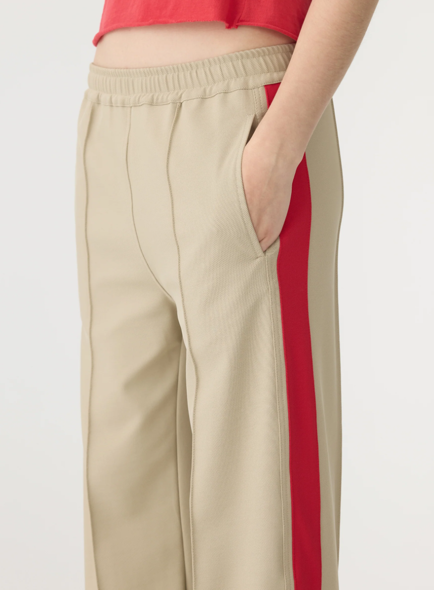 Twill Stripe Detail Pant - Light Tan / Red