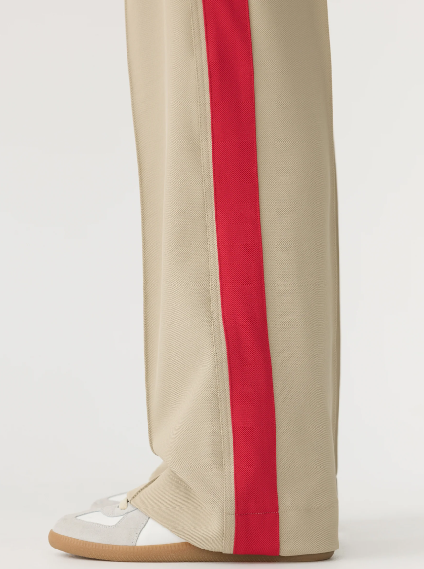 Twill Stripe Detail Pant - Light Tan / Red