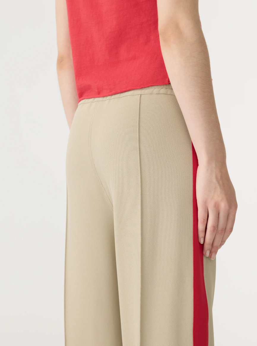 Twill Stripe Detail Pant - Light Tan / Red