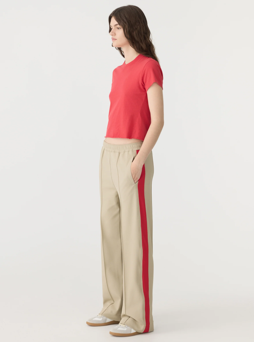 Twill Stripe Detail Pant - Light Tan / Red