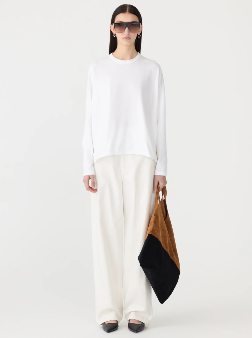 Midweight Boxy Htg L/S T.Shirt - White