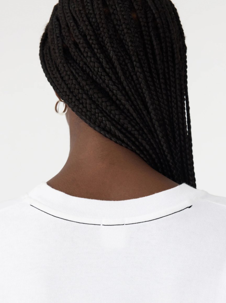 Boxy Rib Insert LS T-Shirt - White/Black