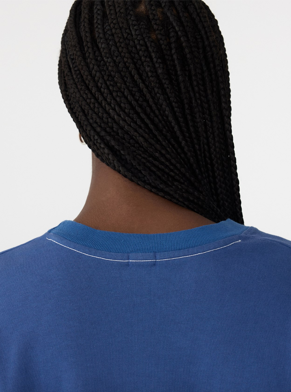 Boxy Rib Insert LS T-Shirt - Marine Blue / White