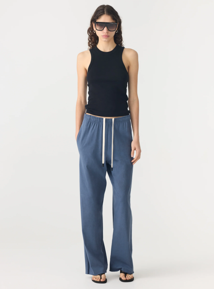 Wide Leg Double Jersey Pant - Midnight Blue
