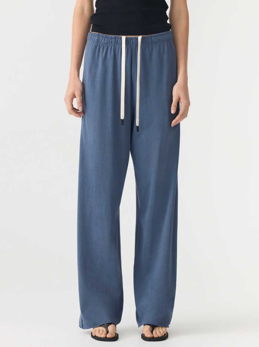Wide Leg Double Jersey Pant - Midnight Blue