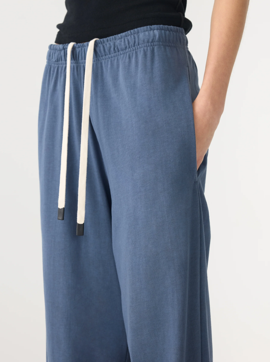 Wide Leg Double Jersey Pant - Midnight Blue