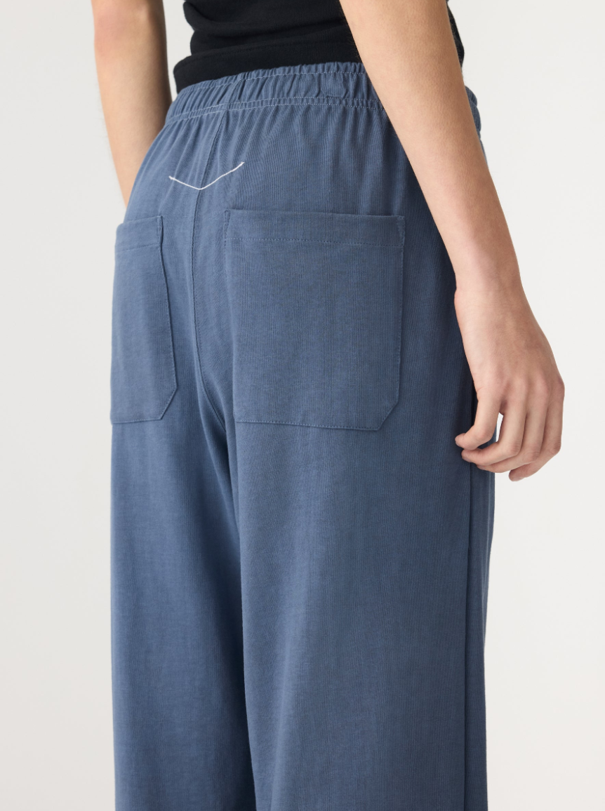 Wide Leg Double Jersey Pant - Midnight Blue