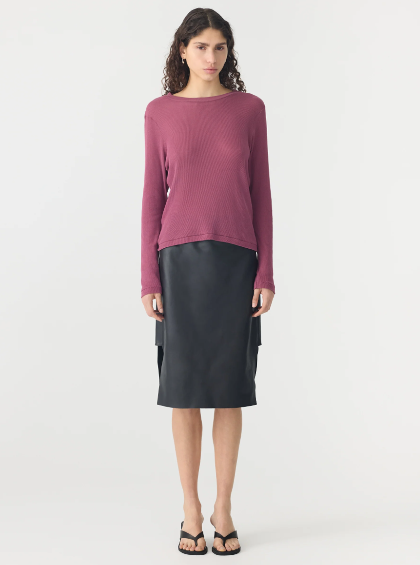 Sheer Rib L/S T-Shirt - Faded Plum