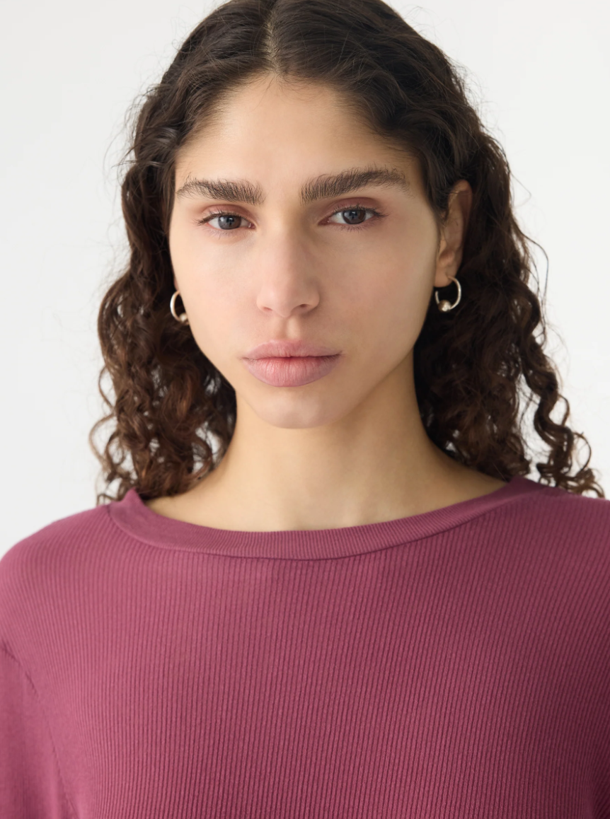 Sheer Rib L/S T-Shirt - Faded Plum