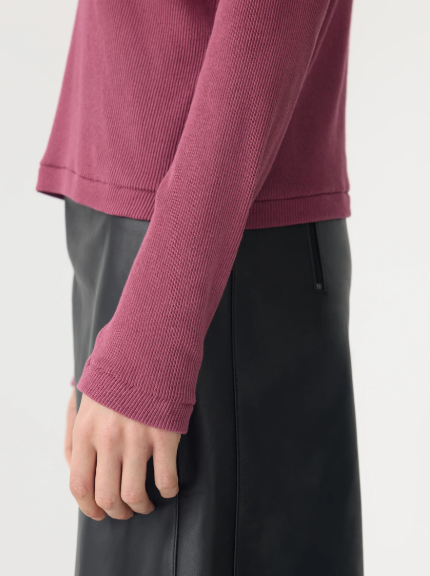 Sheer Rib L/S T-Shirt - Faded Plum