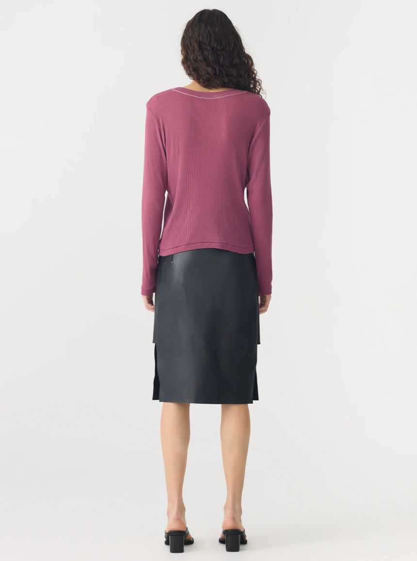 Sheer Rib L/S T-Shirt - Faded Plum
