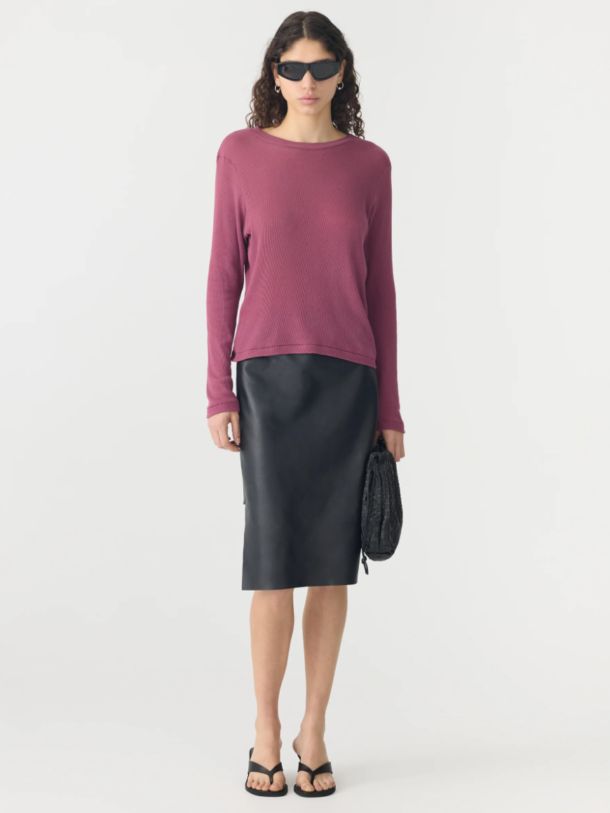 Sheer Rib L/S T-Shirt - Faded Plum